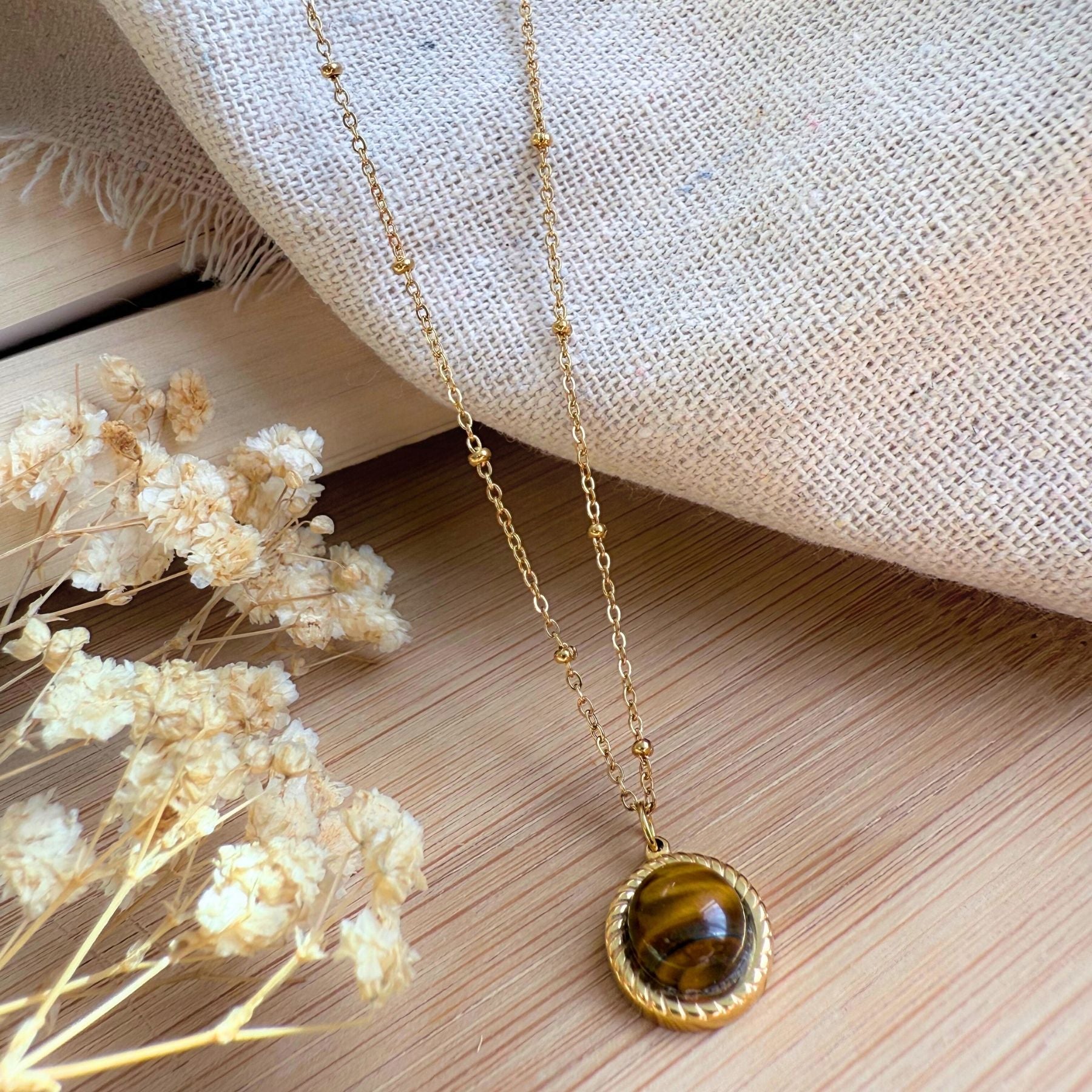 Collier "Théia" - Oeil de tigre