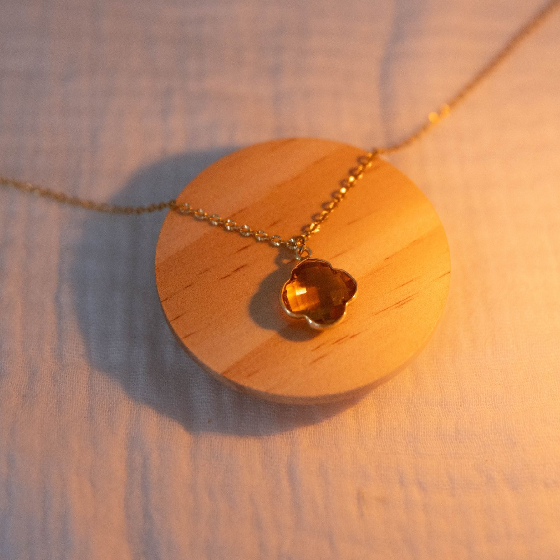 Collier "Trèfle" en Citrine