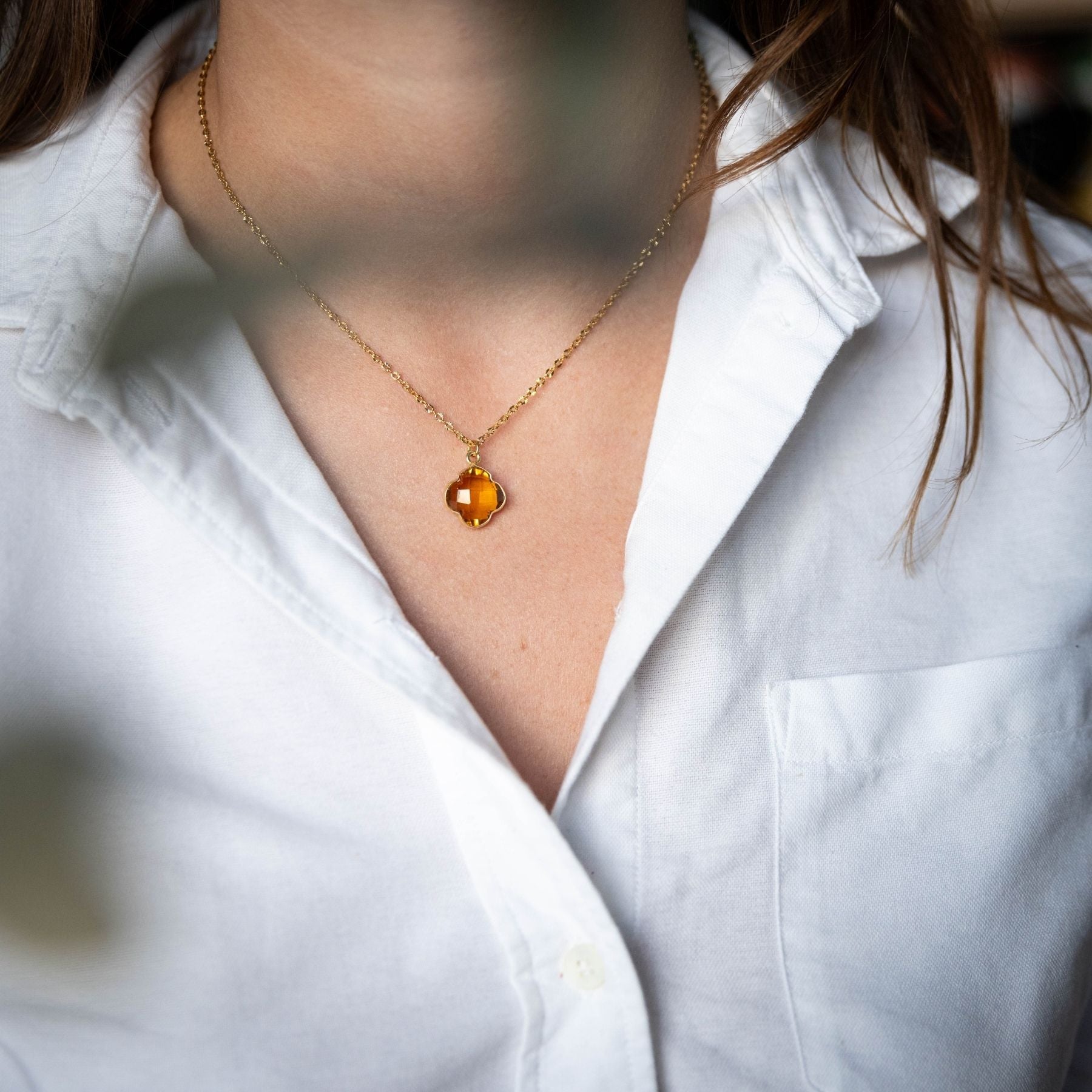 Collier "Trèfle" en Citrine