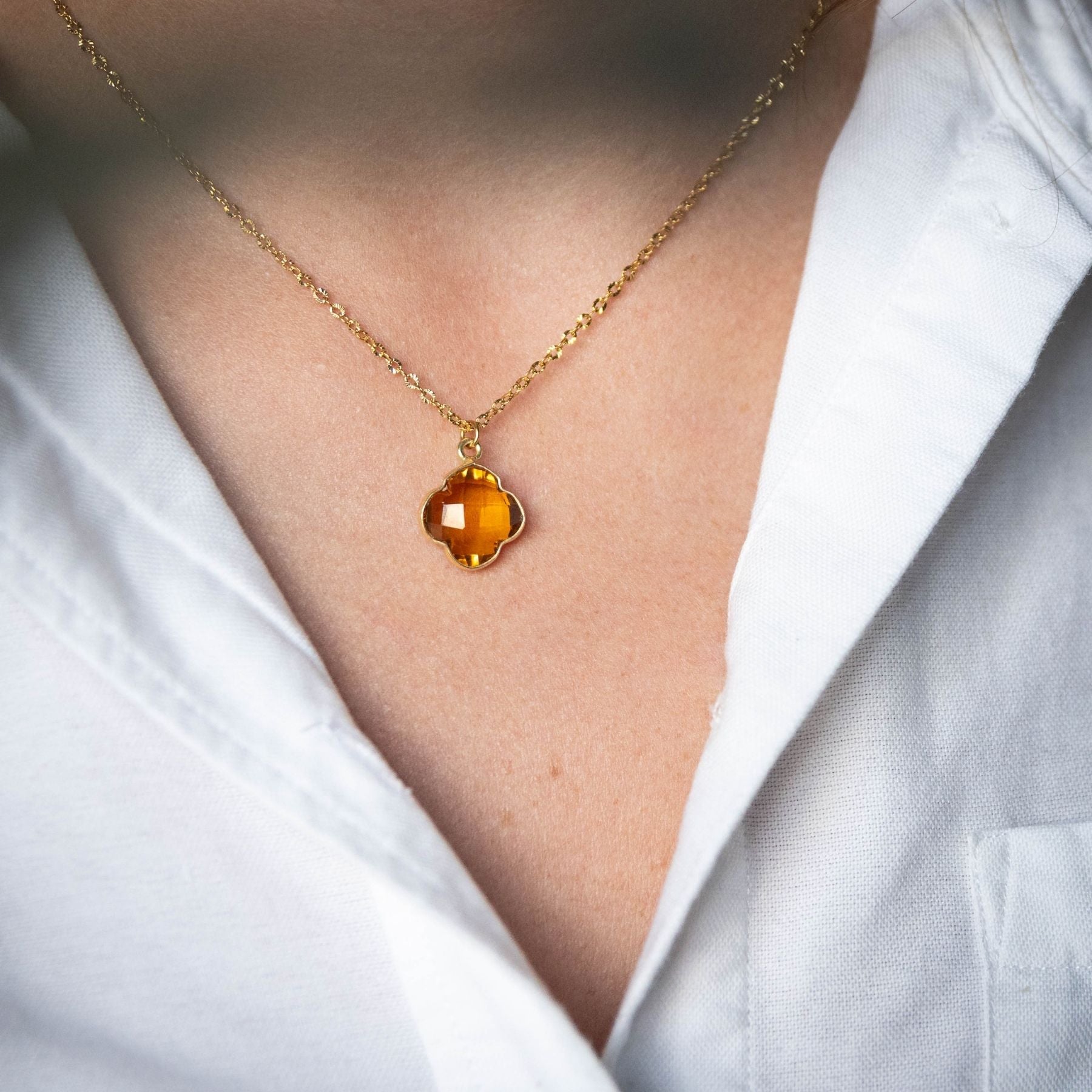 Collier "Trèfle" en Citrine