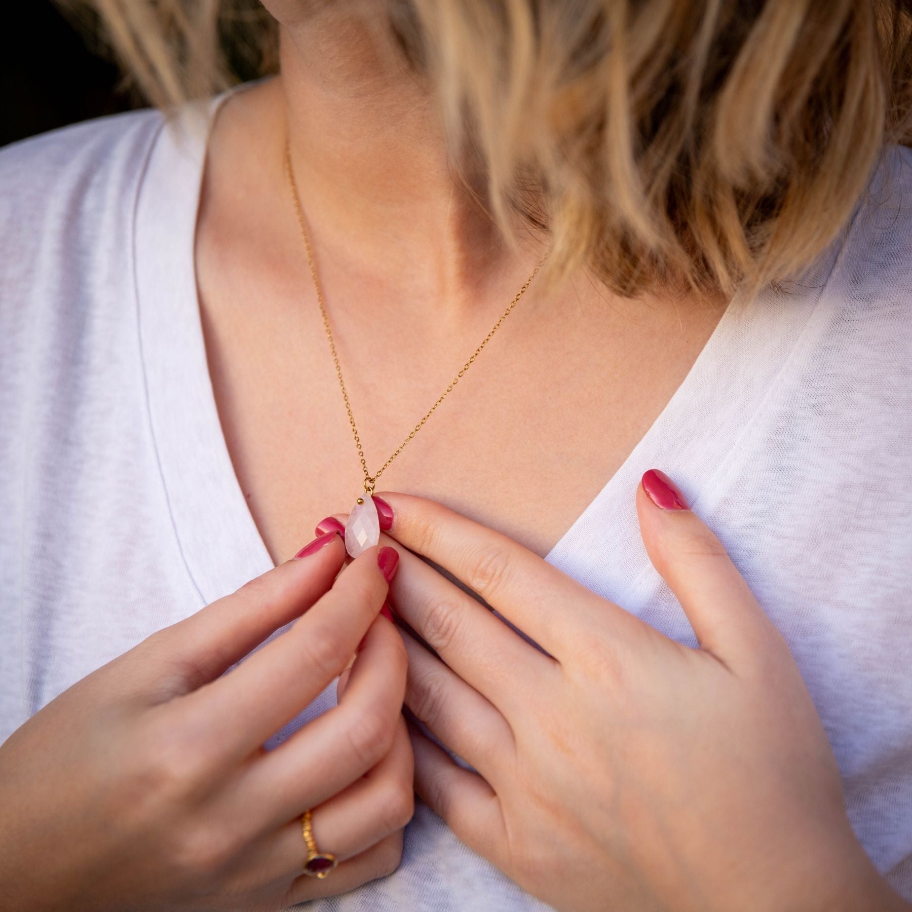 Collier "Vénus" en Quartz rose