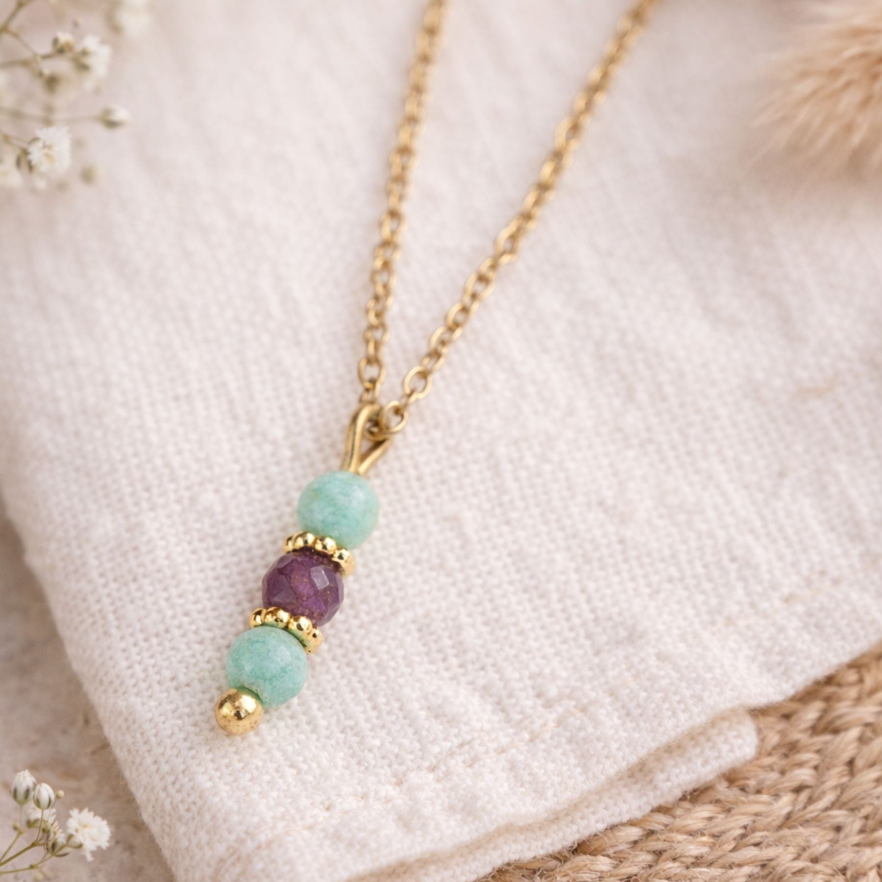 Collier en Amazonite et Améthyste