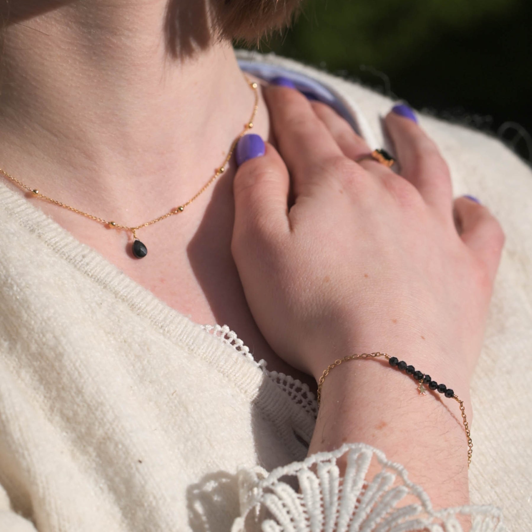 Collier fin en Onyx noir