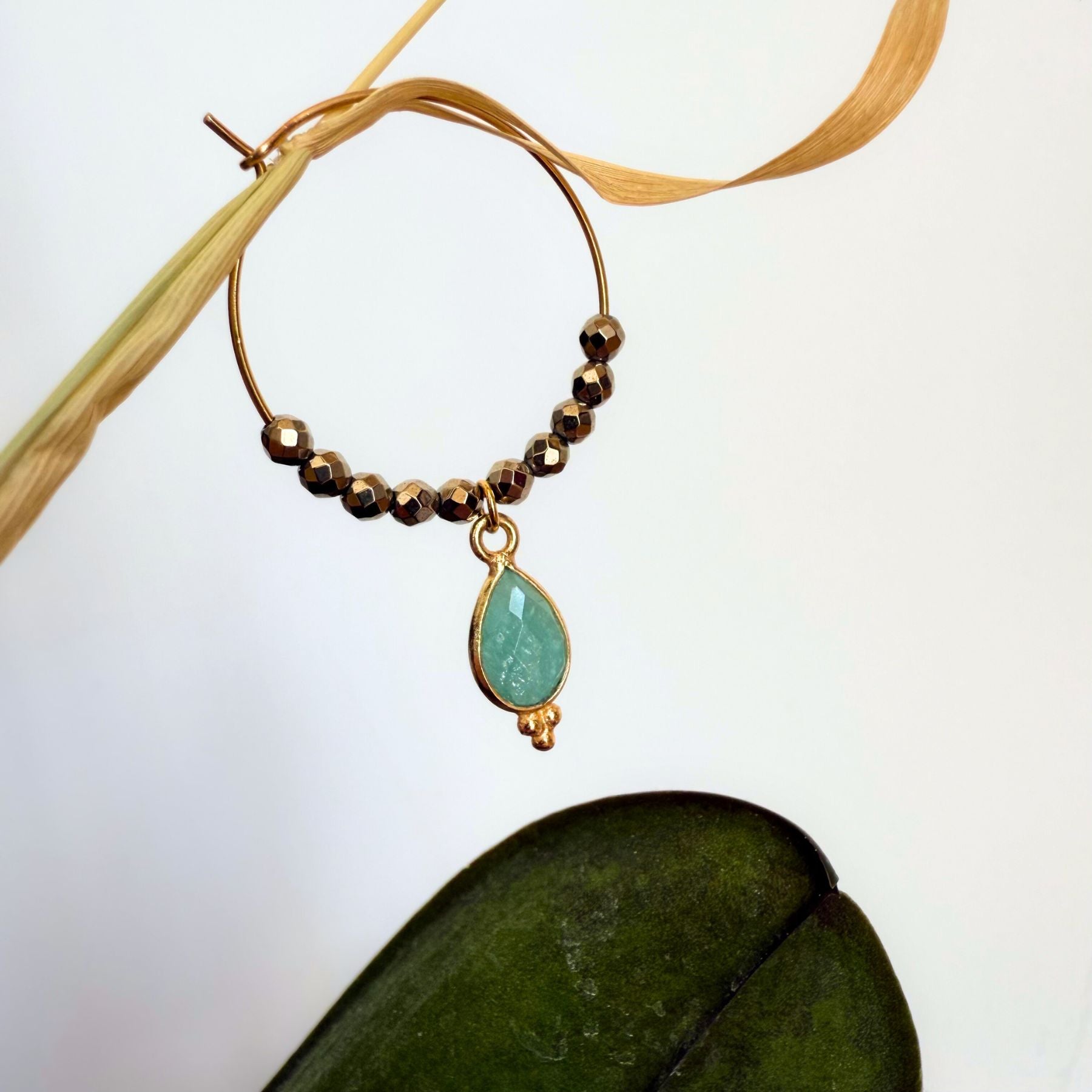 Créoles en Amazonite et Hématite