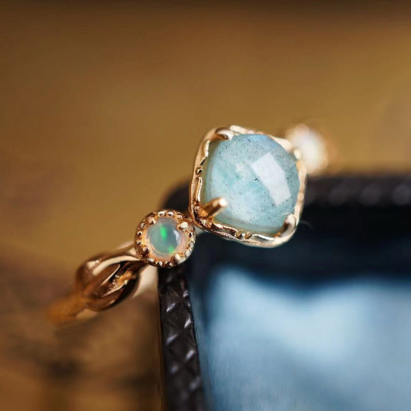 Bague en Labradorite, Amazonite et Opale