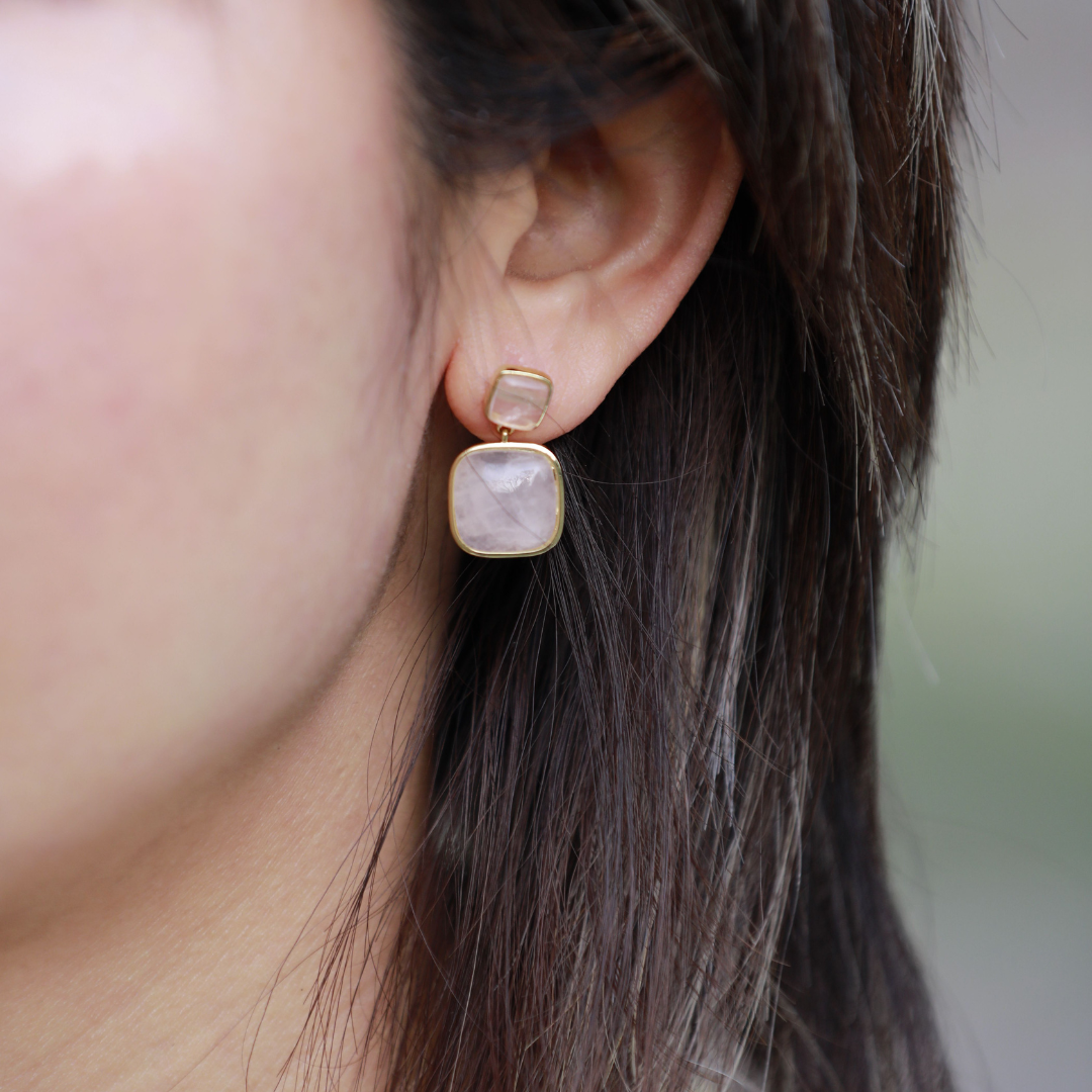 Boucles d'oreilles en Quartz rose