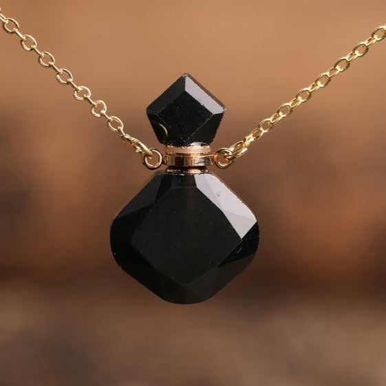 Collier diffuseur de parfum en agate noire