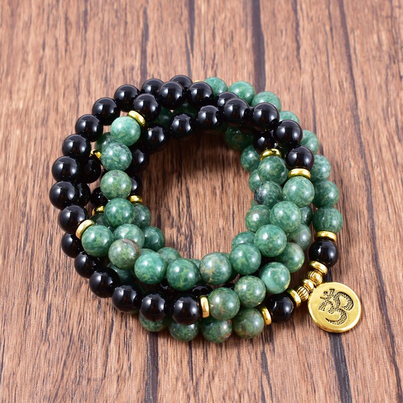 Bracelet mala en Onyx et Turquoise africaine