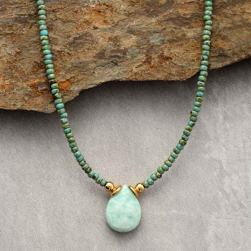 Collier en Amazonite et Perles de rocaille