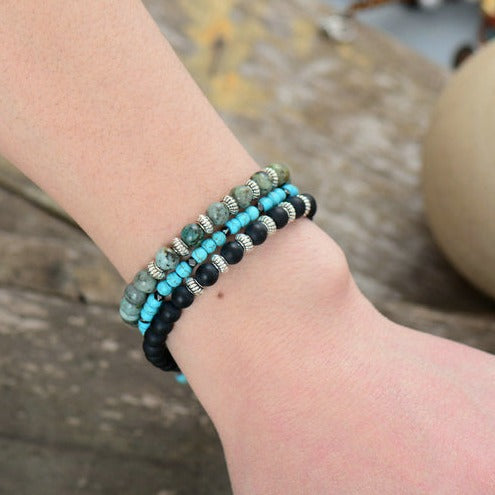 Bracelet fin en Howlite / Turquoise