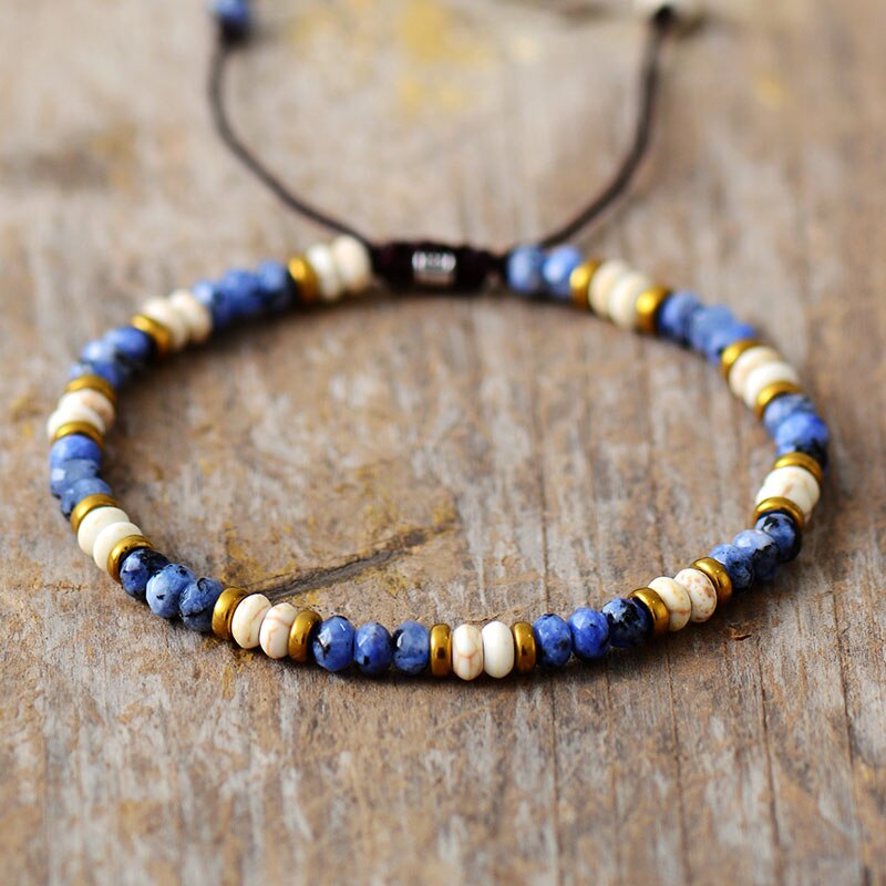 Bracelet fin en Sodalite et Howlite