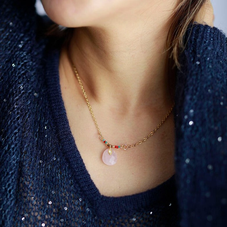 Collier "Calliope" en Quartz rose