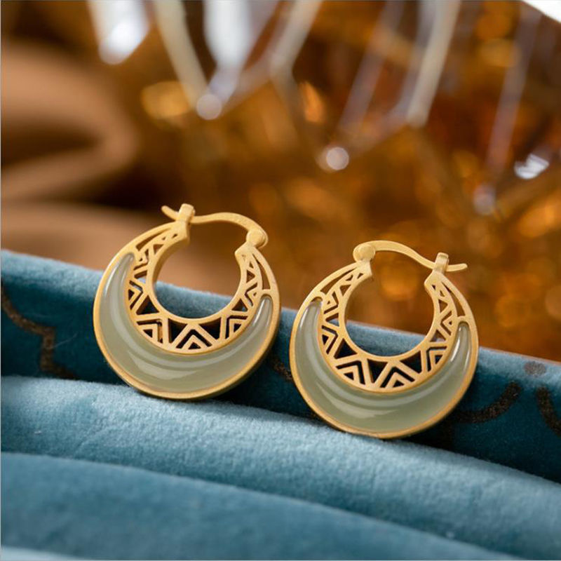 Boucles d'oreilles "Lune" en Jade