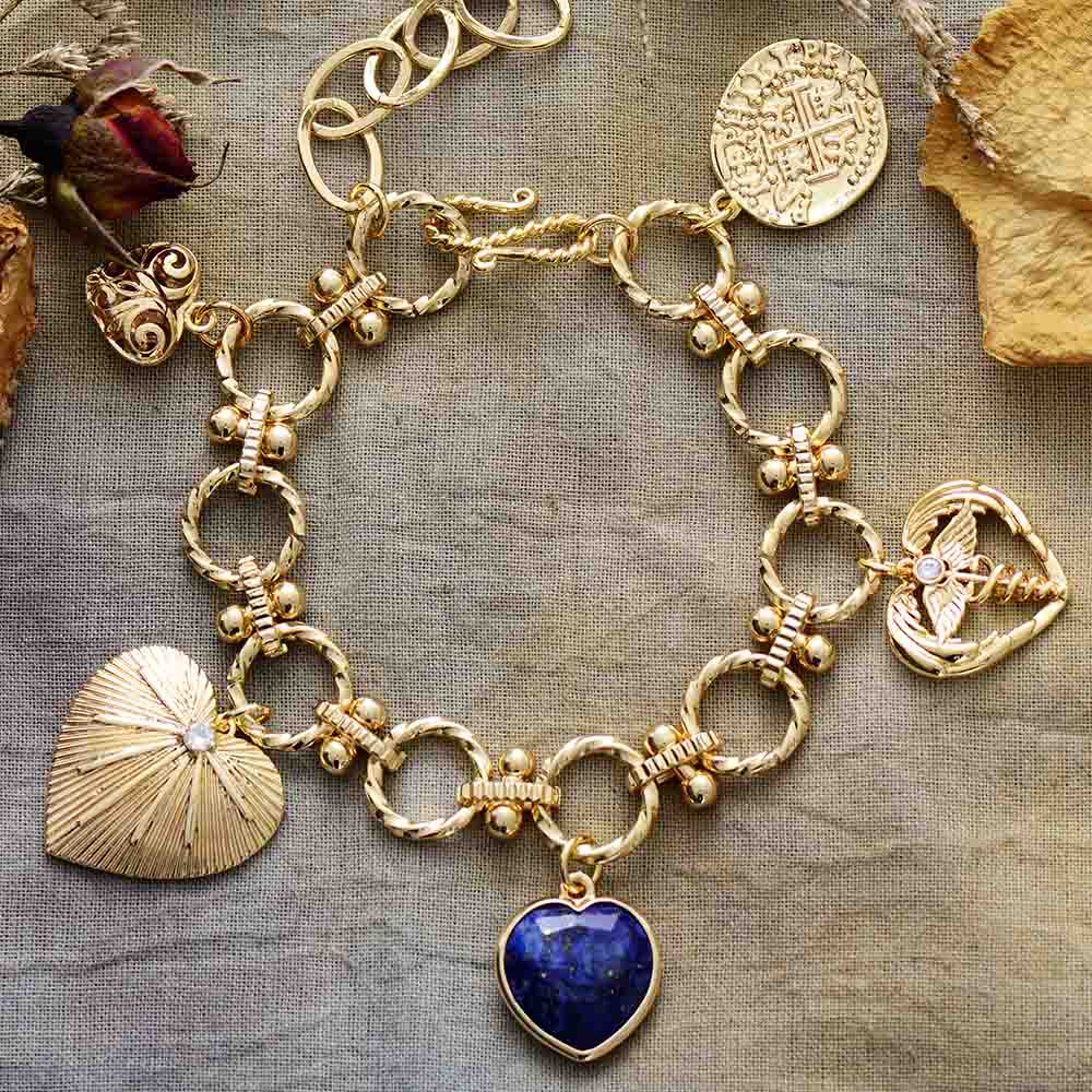 Bracelet "Cœur" en Lapis-lazuli