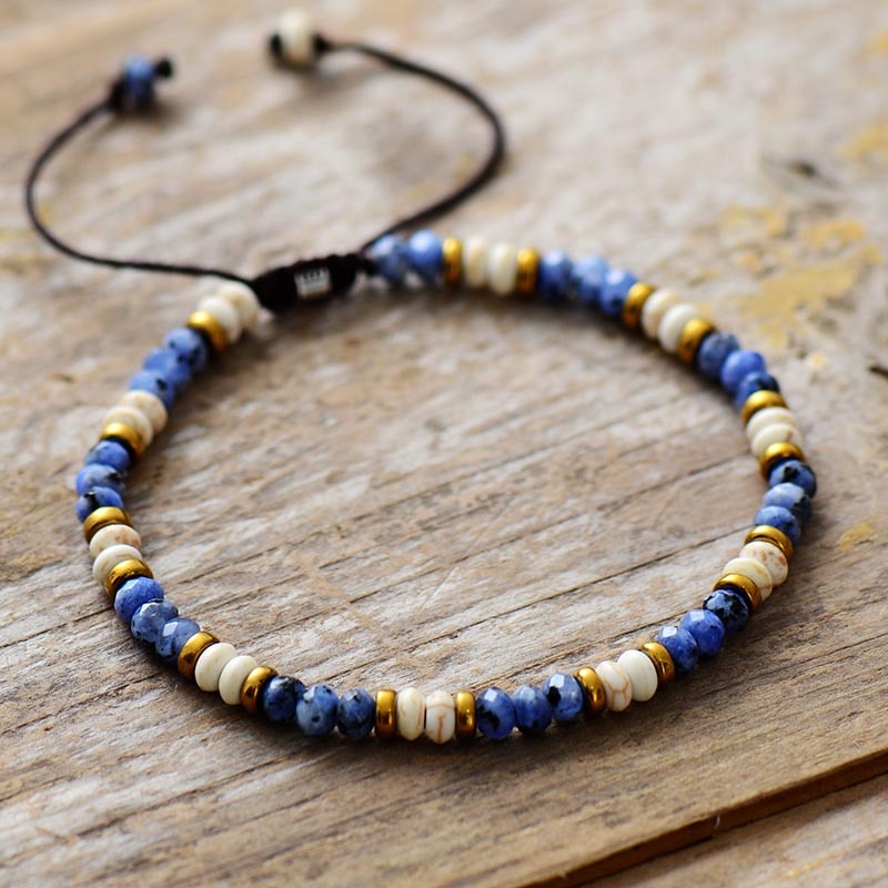 Bracelet fin en Sodalite et Howlite