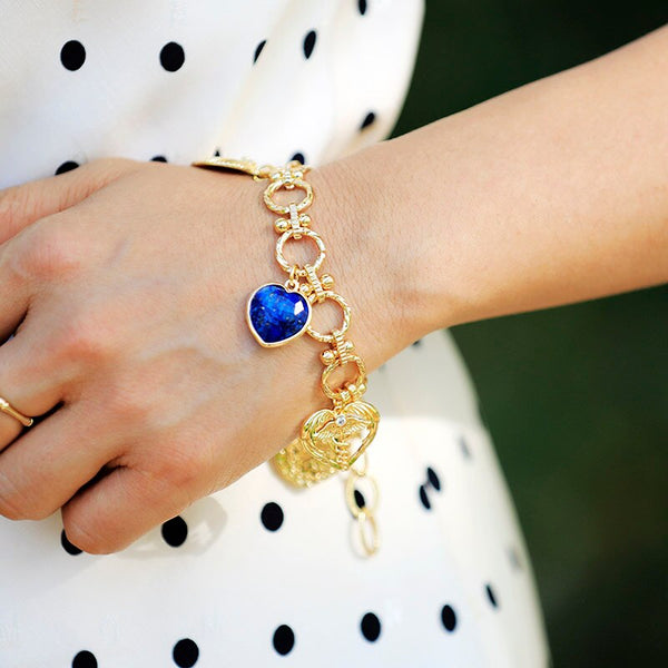 Bracelet "Cœur" en Lapis-lazuli