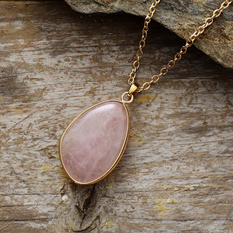 Collier "Égérie" en  quartz rose