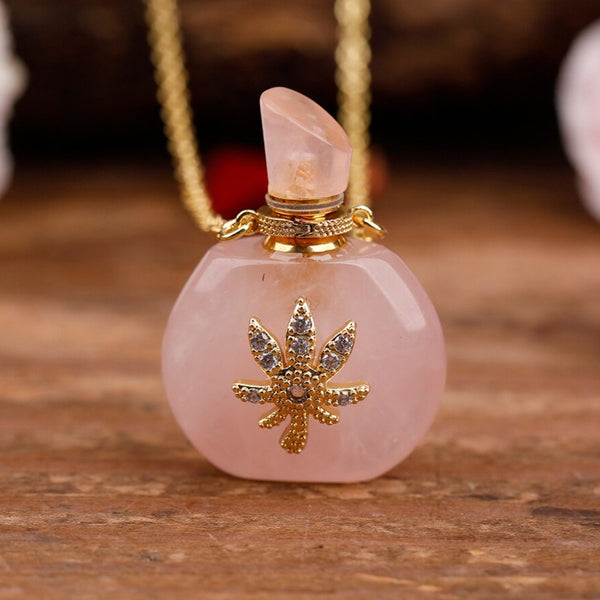 Collier diffuseur de parfum "Cérès" en quartz rose