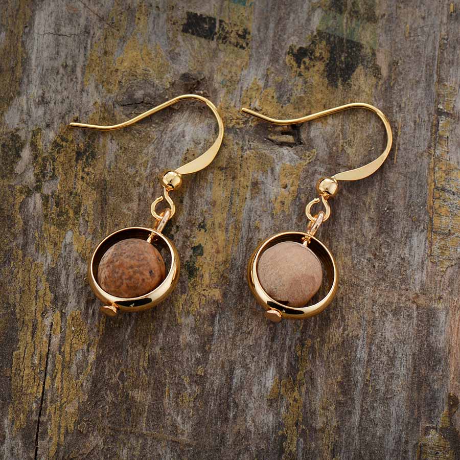 Boucles d'oreilles en Jaspe paysage