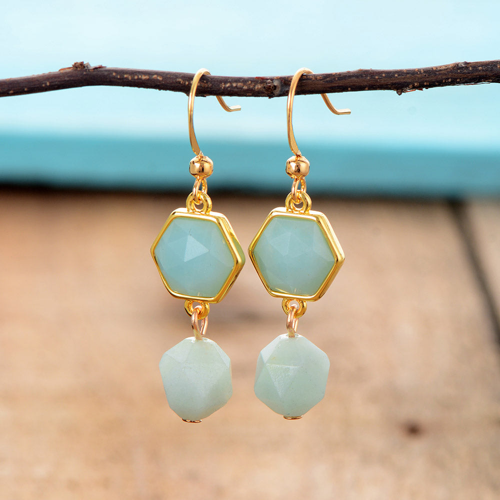 Boucles d'oreilles "Prospérité" en Amazonite