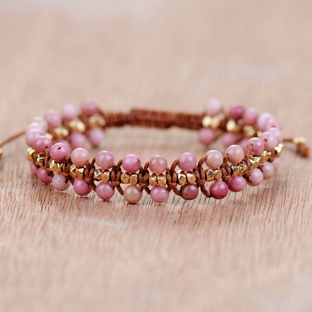 Bracelet wrap "Rétablissement" en Rhodochrosite