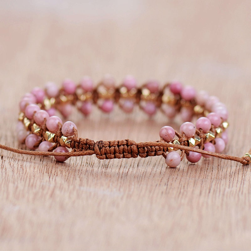 Bracelet wrap "Rétablissement" en Rhodochrosite