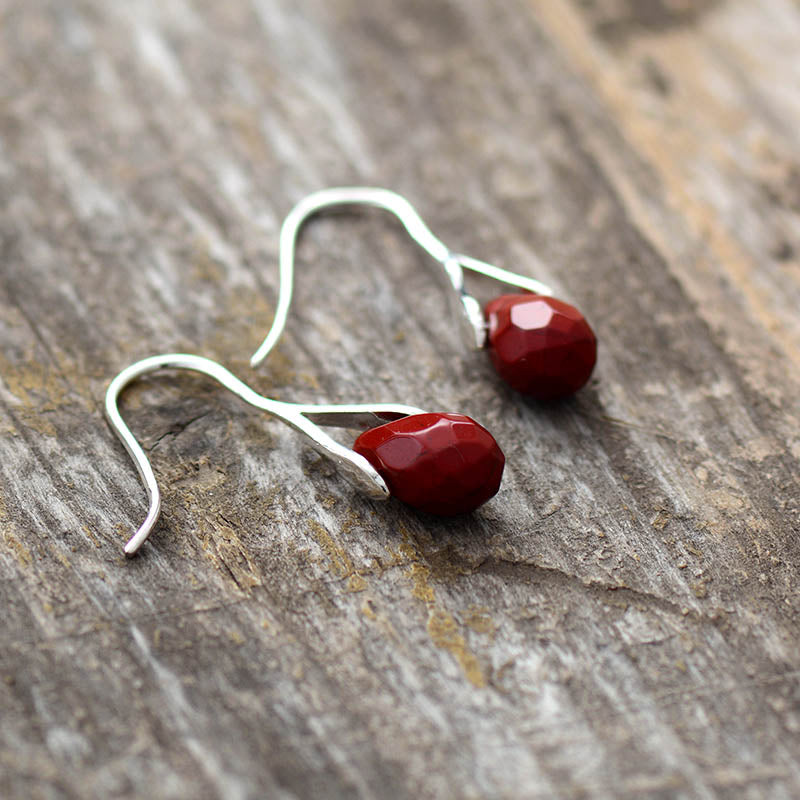 Boucles d'oreilles "Vitalité" en Jaspe rouge