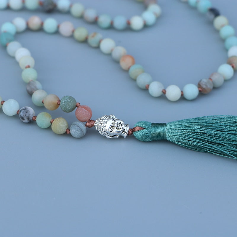 Collier 108 perles en Amazonite