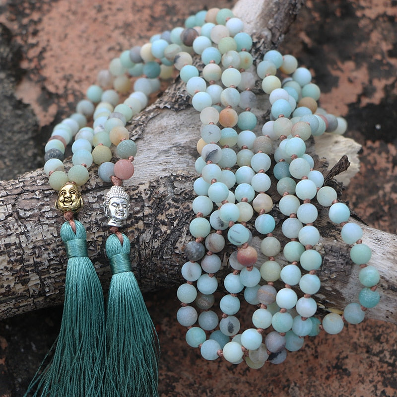 Collier 108 perles en Amazonite