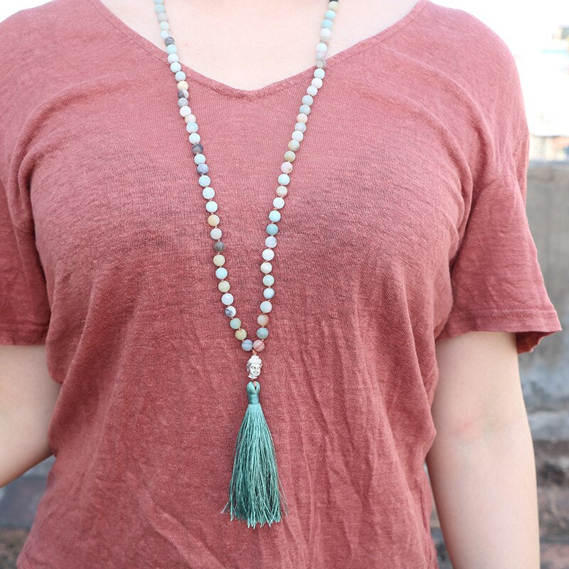 Collier 108 perles en Amazonite