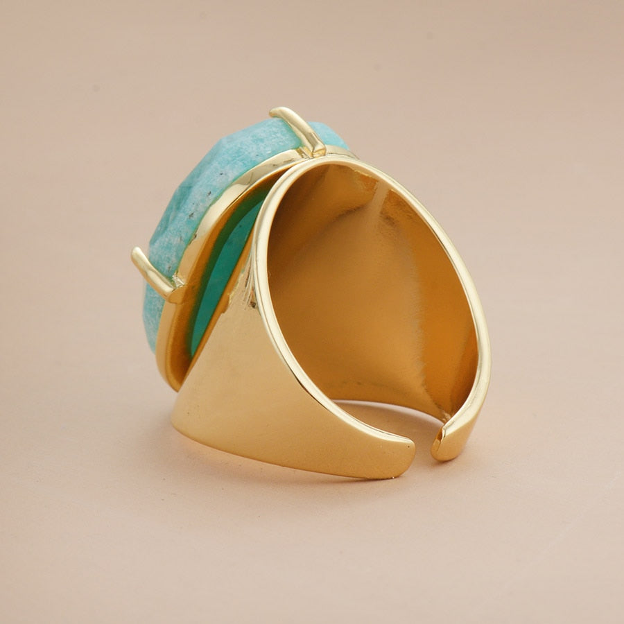 Bague or "Floraison" en Amazonite