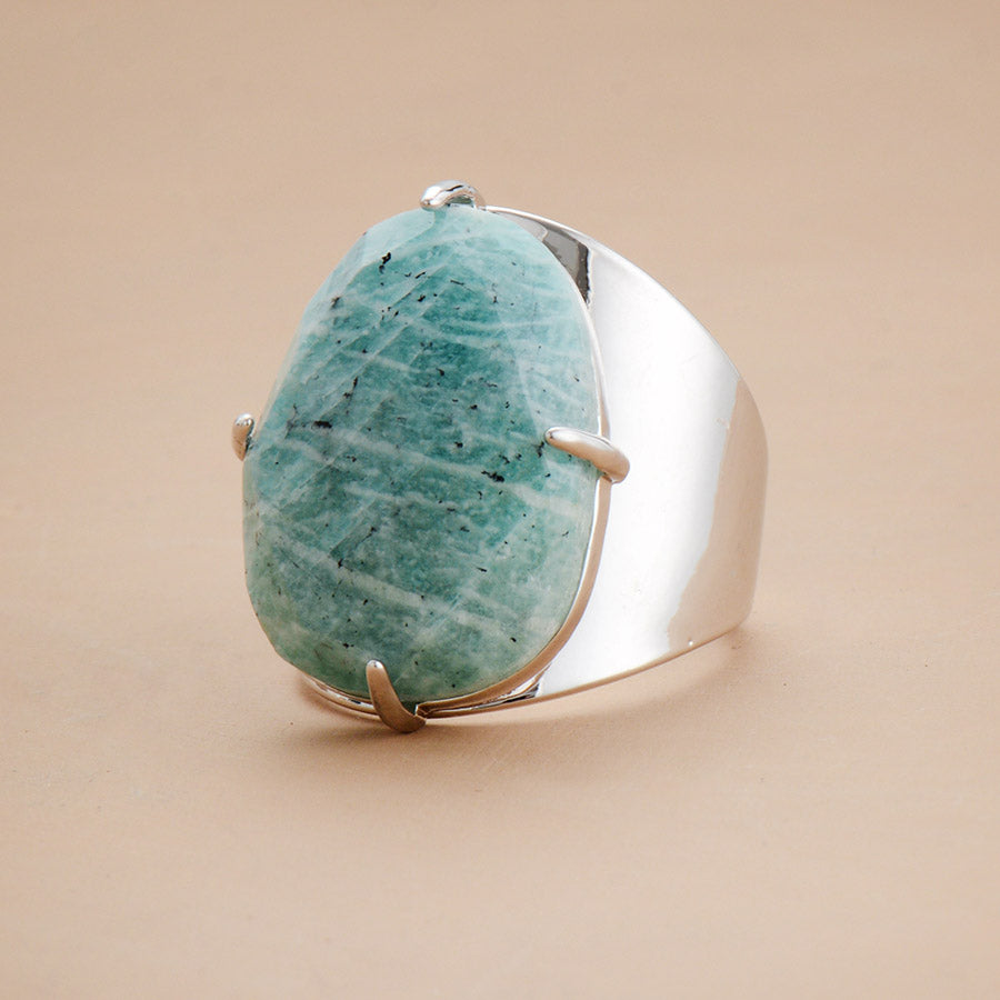 Bague argent "Floraison" en Amazonite