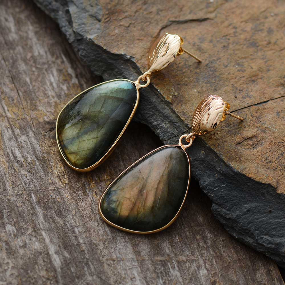 Boucles d'oreilles "Projection" en Labradorite