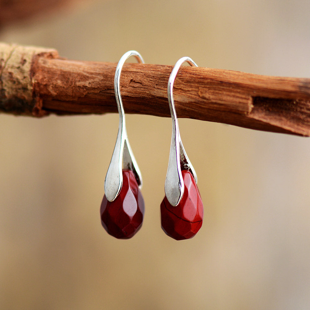 Boucles d'oreilles "Vitalité" en Jaspe rouge