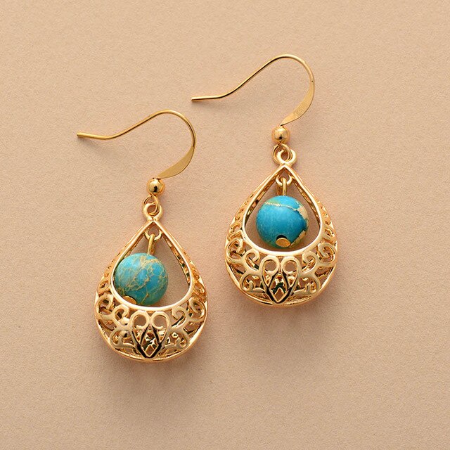 Boucles d'oreilles "Épanouissement" en Turquoise