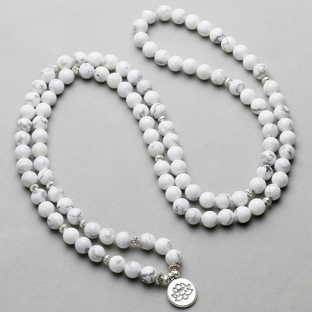 Bracelet mala "Cohérence" en Howlite avec charm