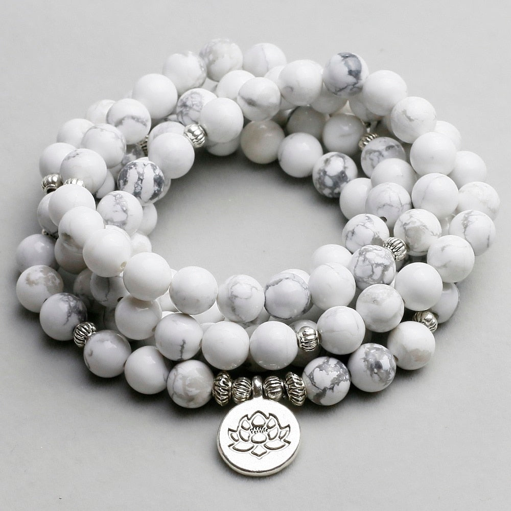 Bracelet mala "Cohérence" en Howlite avec charm