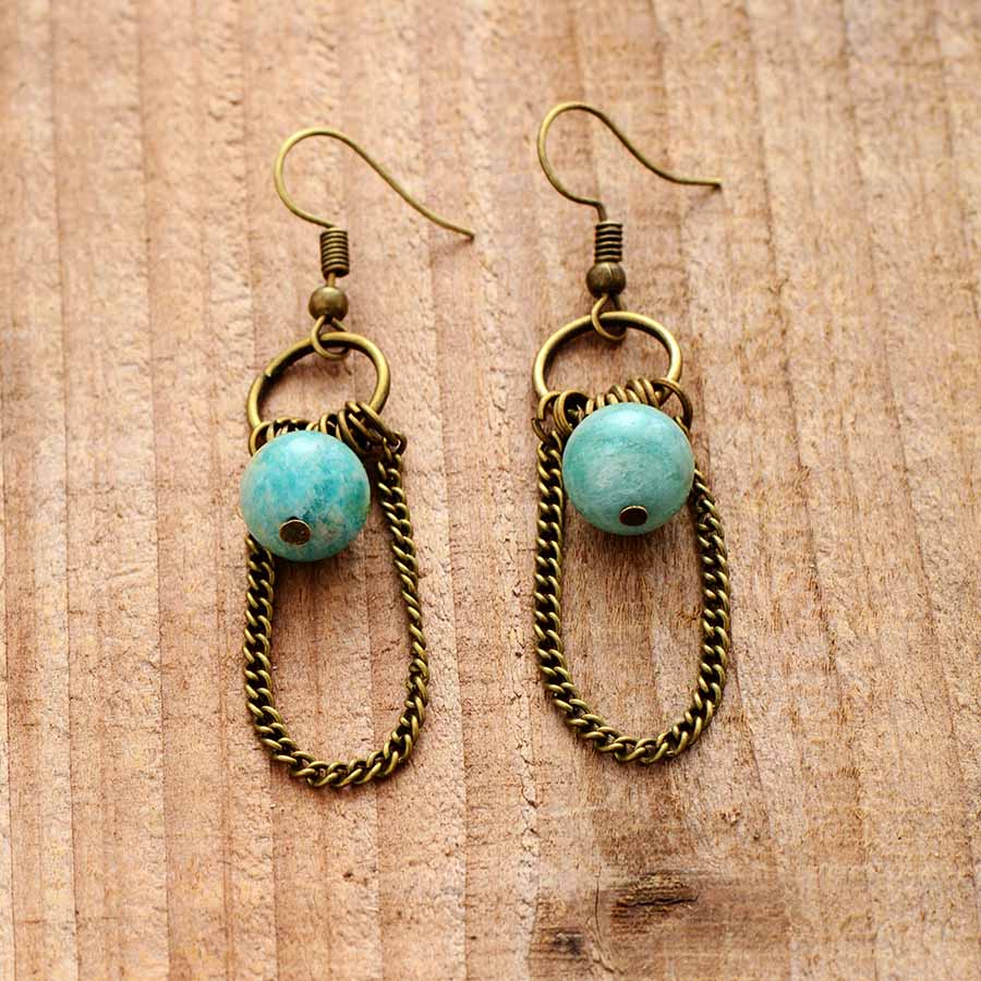 Boucles d'oreilles "Pouvoir" en Amazonite