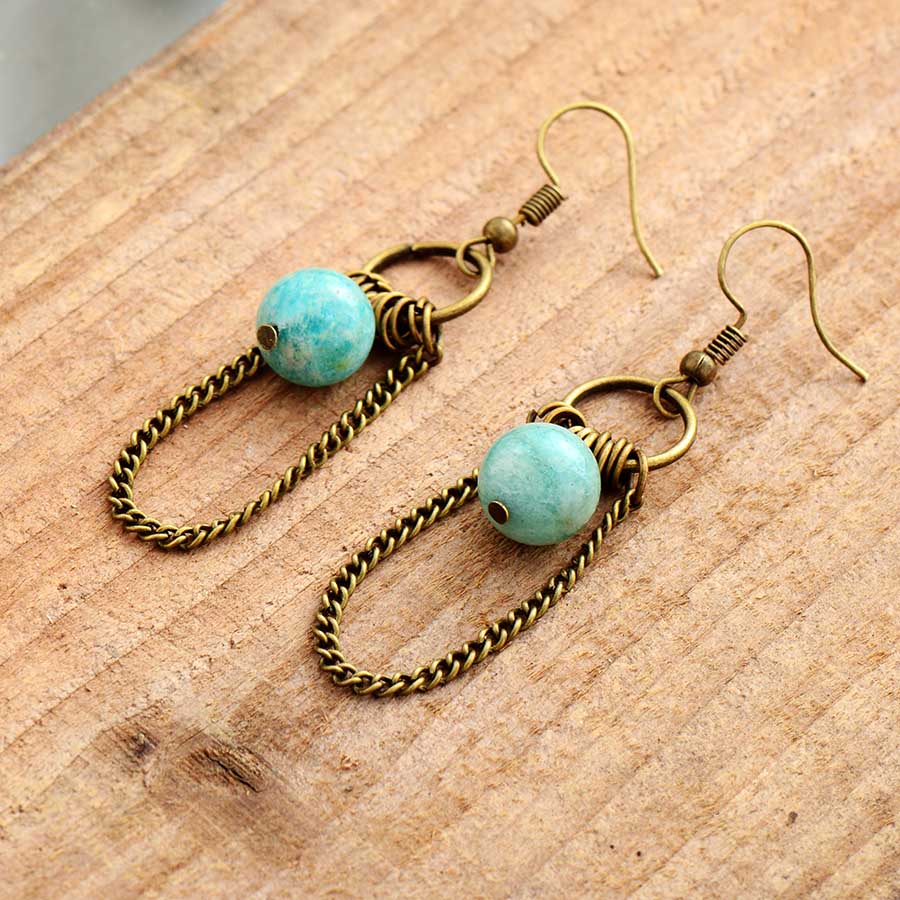 Boucles d'oreilles "Pouvoir" en Amazonite