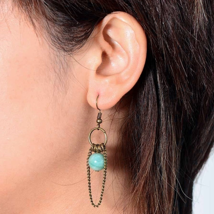 Boucles d'oreilles "Pouvoir" en Amazonite