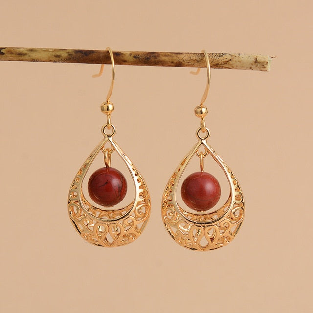 Boucles d'oreilles "Conception" en Jaspe rouge