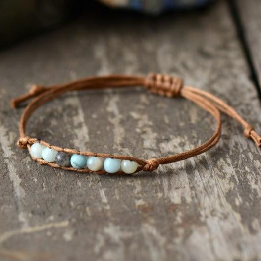 Bracelet wrap "Iaspis" en Amazonite