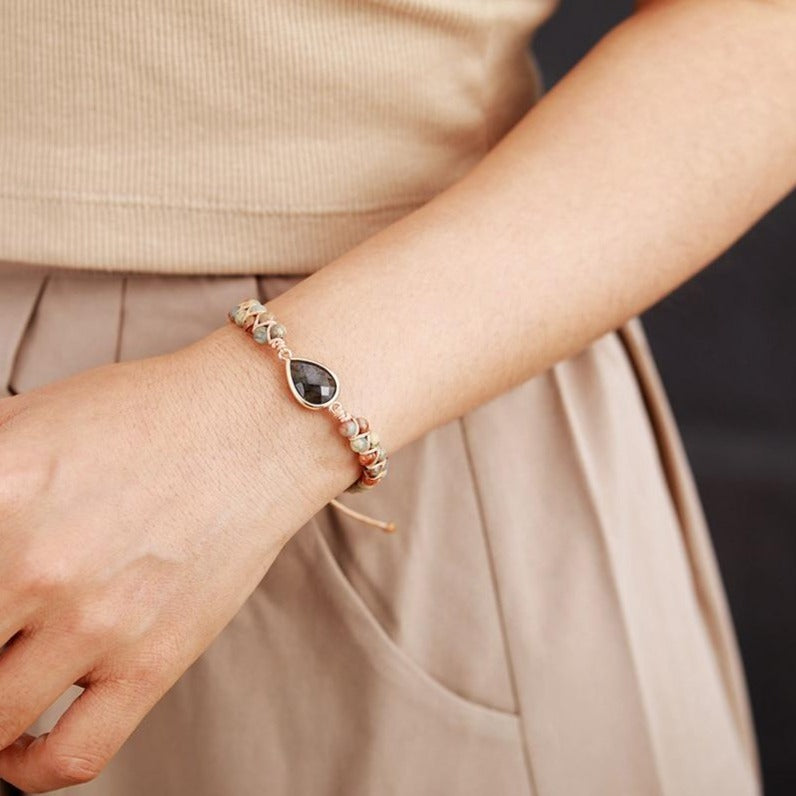 Bracelet wrap "Fierté" en Labradorite et Quartz