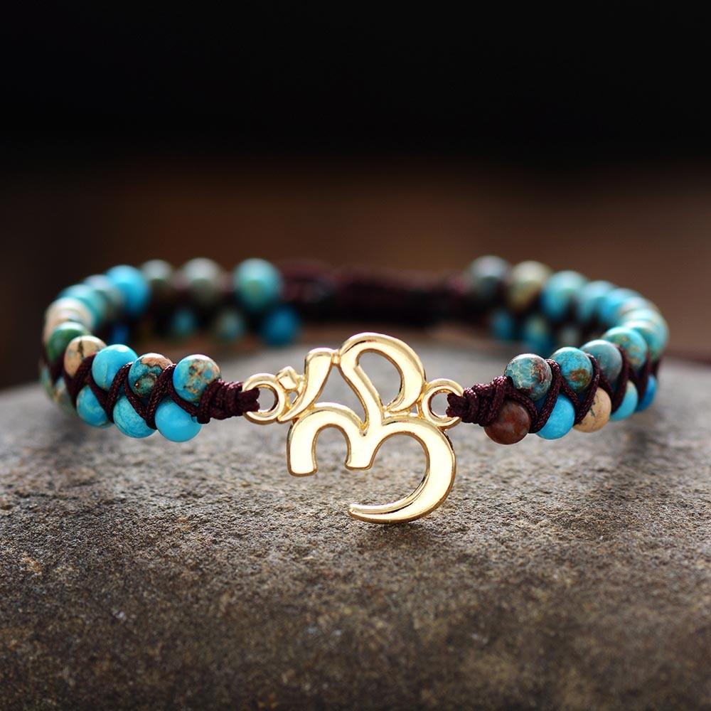 Bracelet wrap "Om" en Turquoise