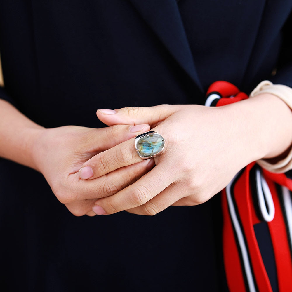 Bague "Intensité" en Labradorite