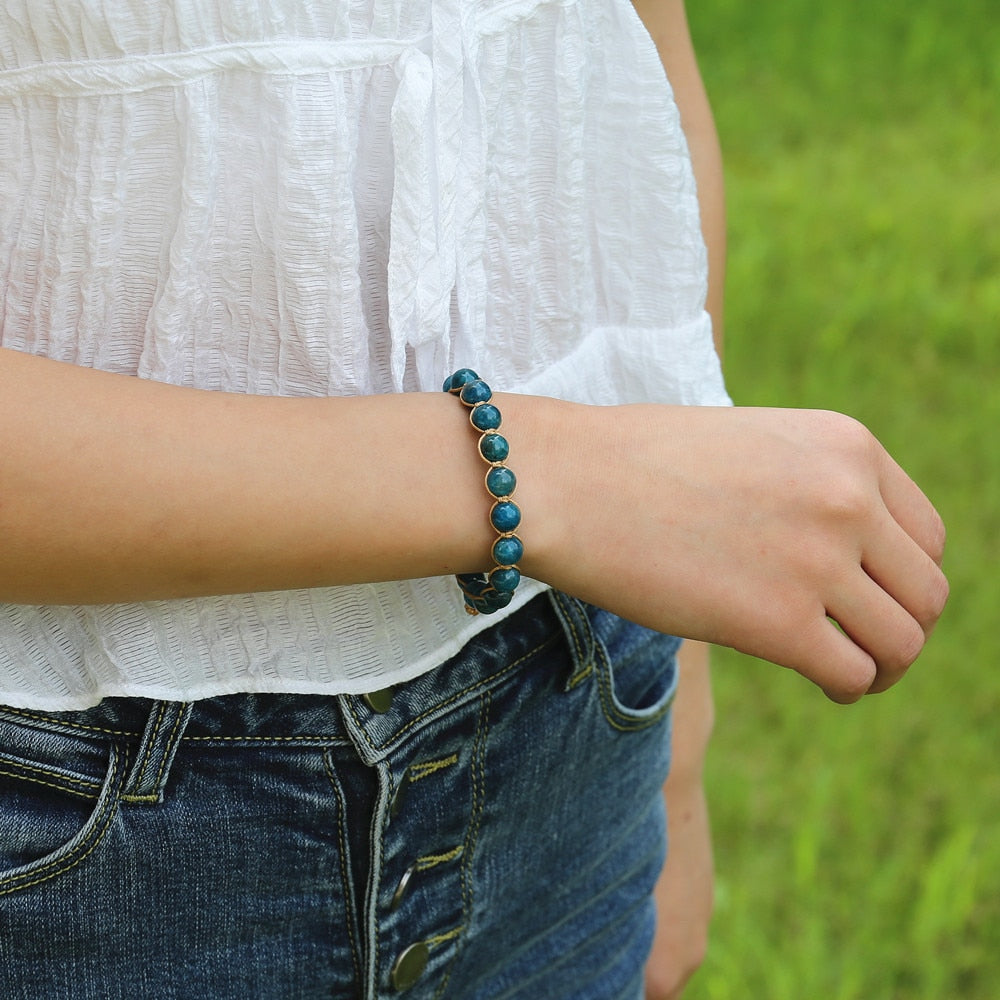 Bracelet wrap "Lâcher-prise" en Apatite