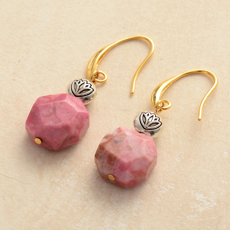 Boucles d'oreilles "Mémoire" en Rhodonite