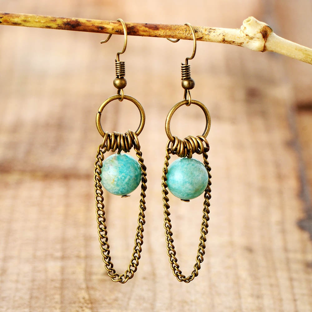 Boucles d'oreilles "Pouvoir" en Amazonite