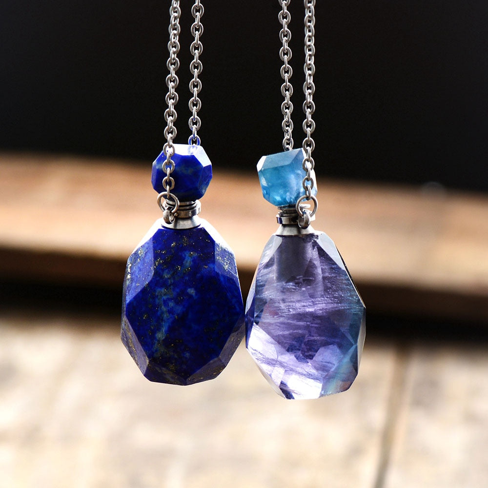 Collier diffuseur de parfum en Lapis-lazuli / Fluorite