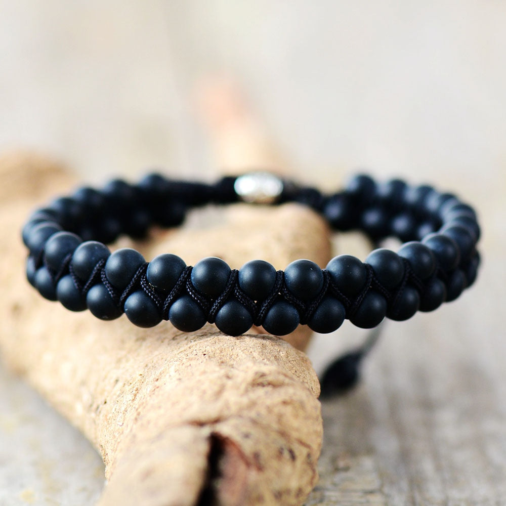 Bracelet wrap "Cnossos" en Onyx